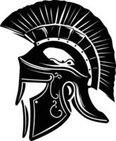 AI generated Silhouette Ancient Greek Helmet black color only vector