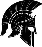 AI generated Silhouette Ancient Greek Helmet black color only vector