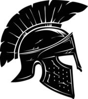 AI generated Silhouette Ancient Greek Helmet black color only vector