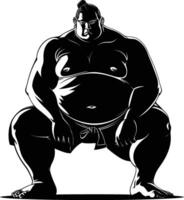 AI generated Silhouette Japanese sumo athlete black color only vector