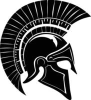 AI generated Silhouette Ancient Greek Helmet black color only vector