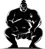 AI generated Silhouette Japanese sumo athlete black color only vector