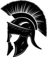 AI generated Silhouette Ancient Greek Helmet black color only vector