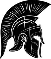 AI generated Silhouette Ancient Greek Helmet black color only vector