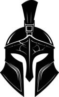 AI generated Silhouette Ancient Greek Helmet black color only vector