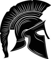 AI generated Silhouette Ancient Greek Helmet black color only vector