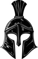 AI generated Silhouette Ancient Greek Helmet black color only vector