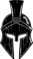 AI generated Silhouette Ancient Greek Helmet black color only vector