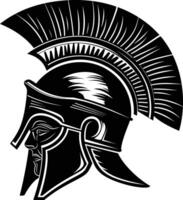 AI generated Silhouette Ancient Greek Helmet black color only vector