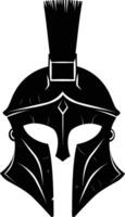 AI generated Silhouette Ancient Greek Helmet black color only vector