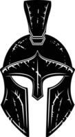 AI generated Silhouette Ancient Greek Helmet black color only vector