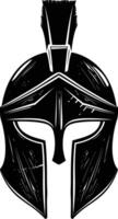 AI generated Silhouette Ancient Greek Helmet black color only vector