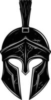 AI generated Silhouette Ancient Greek Helmet black color only vector