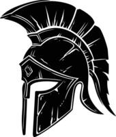 AI generated Silhouette Ancient Greek Helmet black color only vector