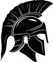 AI generated Silhouette Ancient Greek Helmet black color only vector