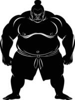 AI generated Silhouette Japanese sumo athlete black color only vector