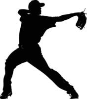 AI generated Silhouette Baseball Pitcher black color only full body vector