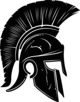 AI generated Silhouette Ancient Greek Helmet black color only vector