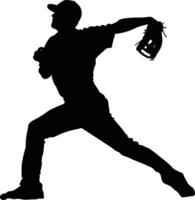 AI generated Silhouette Baseball Pitcher black color only full body vector