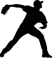 AI generated Silhouette Baseball Pitcher black color only full body vector