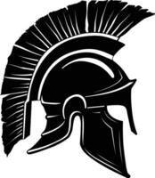 AI generated Silhouette Ancient Greek Helmet black color only vector