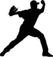 AI generated Silhouette Baseball Pitcher black color only full body vector