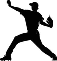 AI generated Silhouette Baseball Pitcher black color only full body vector