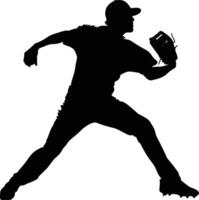 AI generated Silhouette Baseball Pitcher black color only full body vector