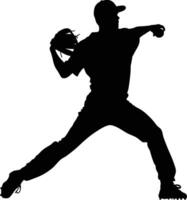 AI generated Silhouette Baseball Pitcher black color only full body vector