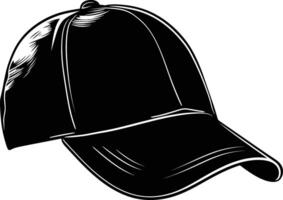 AI generated Silhouette baseball hat black color only vector