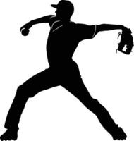 AI generated Silhouette Baseball Pitcher black color only full body vector