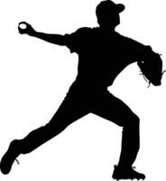 AI generated Silhouette Baseball Pitcher black color only full body vector