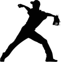 AI generated Silhouette Baseball Pitcher black color only full body vector