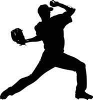 AI generated Silhouette Baseball Pitcher black color only full body vector