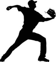 AI generated Silhouette Baseball Pitcher black color only full body vector