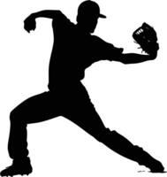 AI generated Silhouette Baseball Pitcher black color only full body vector