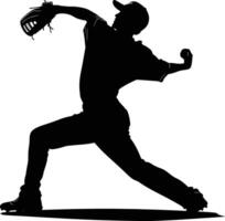 AI generated Silhouette Baseball Pitcher black color only full body vector