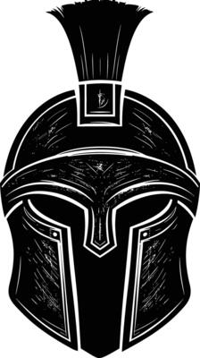 AI generated Silhouette Ancient Greek Helmet black color only