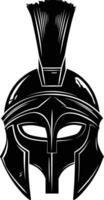 AI generated Silhouette Ancient Greek Helmet black color only vector