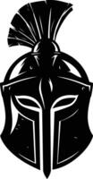 AI generated Silhouette Ancient Greek Helmet black color only vector