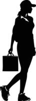 AI generated Silhouette delivery woman black color only full body vector