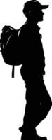 AI generated Silhouette delivery man black color only full body vector