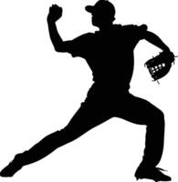 AI generated Silhouette Baseball Pitcher black color only full body vector