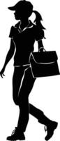 AI generated Silhouette delivery woman black color only full body vector