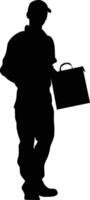 AI generated Silhouette delivery man black color only full body vector