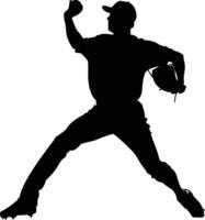 AI generated Silhouette Baseball Pitcher black color only full body vector