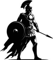 AI generated Silhouette Ancient Greek Warrior black color only vector