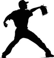 AI generated Silhouette Baseball Pitcher black color only full body vector