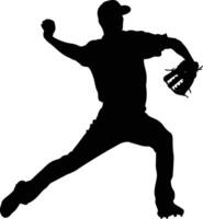 AI generated Silhouette Baseball Pitcher black color only full body vector