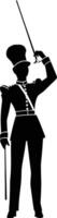 AI generated Silhouette drum major with mace in perform marching band leader vector